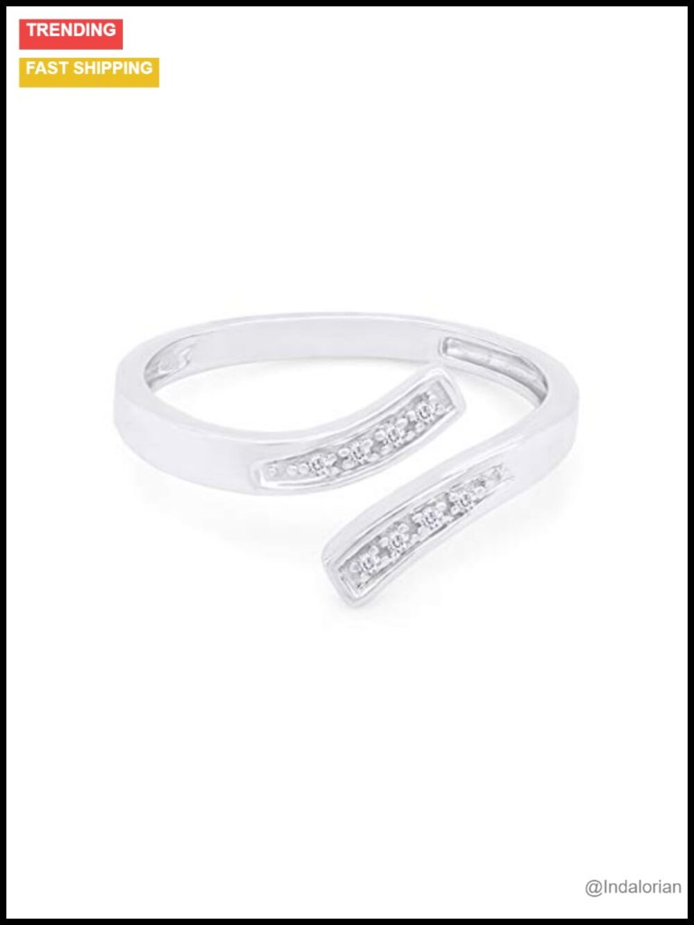 Adjustable Toe Ring for Women with Natural Diamond Accent, Bypass Design in